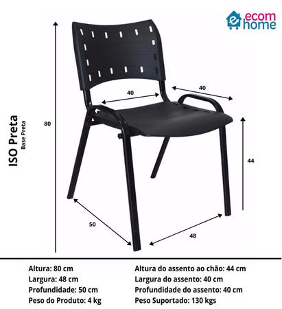 Imagem de Conjunto Jogo De Mesa 70x120 Com 4 Cadeiras Iso Preta Para Sorveterias Lanchonetes Em Aço E Polipropileno