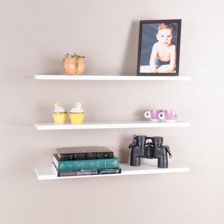 Imagem de Conjunto Kit 3 Prateleiras Mdf Branco Suporte Invisível