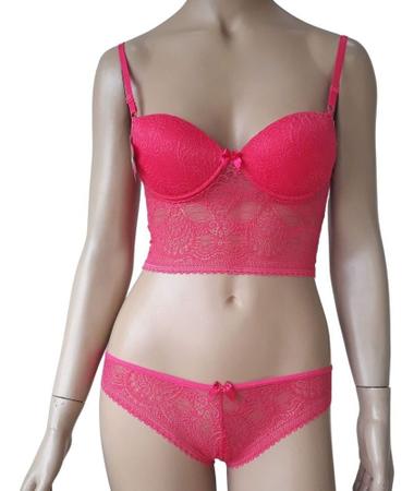 Imagem de Conjunto Langeri Adulto Renda Top Roupa Transparente 719