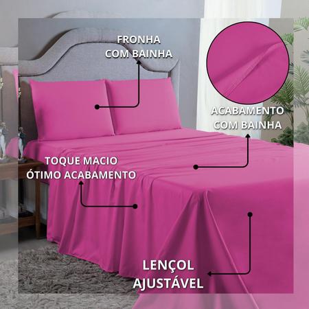 Imagem de Conjunto Lençol Casal Aveludado 400 Fios 4 Peças Cama Box e Padrão