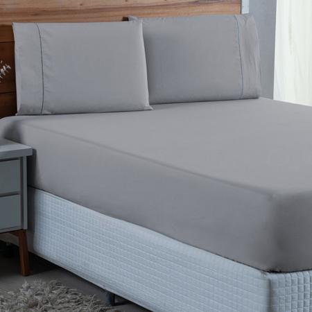 Conjunto Lençol Super King Ponto Palito 300 Fios 100% Algodão com Elástico 3 peças - DONNA MARIA CONFECÇÕES Imagem de Conjunto Lençol Super King Ponto Palito 300 Fios 100% Algodão com Elástico 3 peças