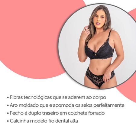 Conjunto Lingerie Atacado Renda Luxo Calcinha Fio Sutiã Bojo