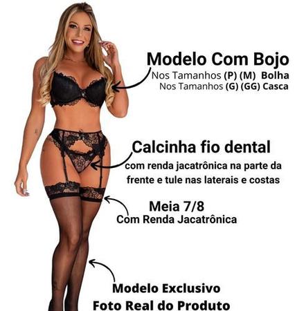 Conjunto de Lingerie Preto de Renda Jacatrônica