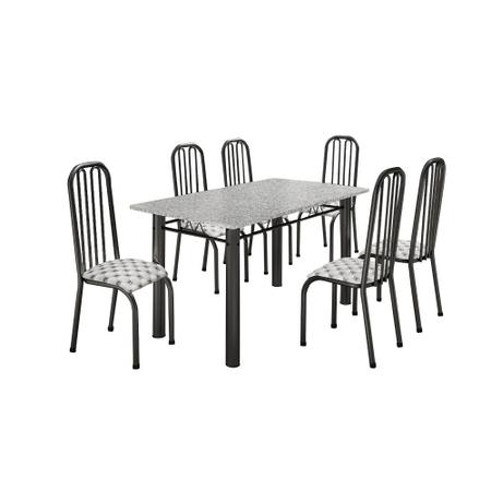 Imagem de Conjunto Madmelos 06 cadeiras craqueadas tampo retangular granito ocre 1.50 - Craqueado Preto