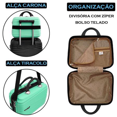 Imagem de Conjunto Mala de Viagem com Frasqueira Bordo Rigida Rodinha Dupla Leve Mao Aviao Embarque Media 23kg Pequena 10kg abs