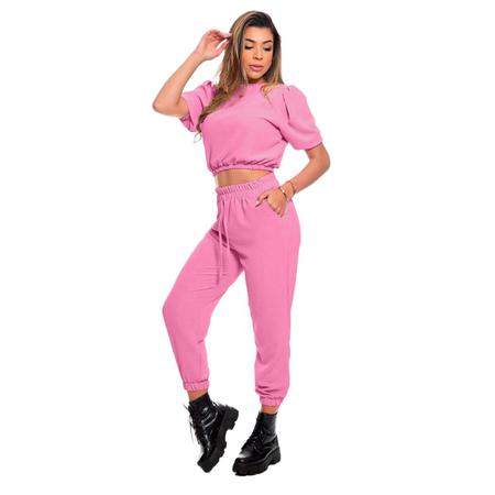 Conjunto Malha Crepe Feminino Moda Primavera Verão 2021 Cores Fortes Pink  Liso Versátil - Meimi Amores - Conjunto de Roupa Feminina - Magazine Luiza