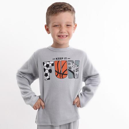 Imagem de Conjunto Masculino em plush Infantil Juvenil cor Cinza de Menino Peludinho para o Inverno