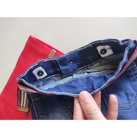 Imagem de Conjunto masculino infantil bermuda jeans e camiseta cor vermelha - azul marca bela fase moda bebê