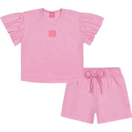 Imagem de Conjunto Menina Blusa Short Brilho Presente 12102