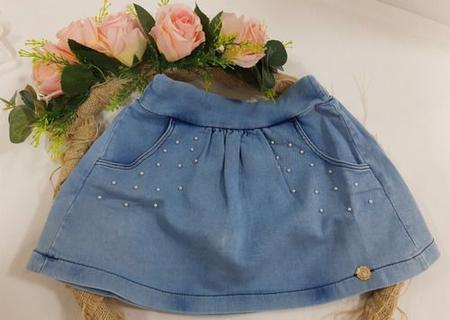 Shorts Saia Jeans Infantil Menina Roupa Verão Shorts Luxo