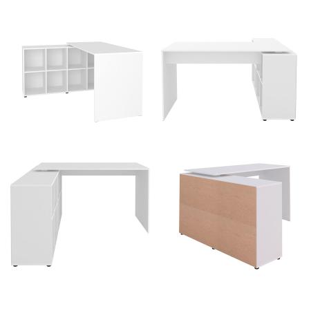 Imagem de Conjunto Mesa 1400 Nero e Estante com 10 Nichos Clean Cor Branco