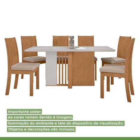 Imagem de Conjunto Mesa 160cm Astrid com 6 Cadeiras Athenas Amêndoa Clean/Off White/Rinzai Bege