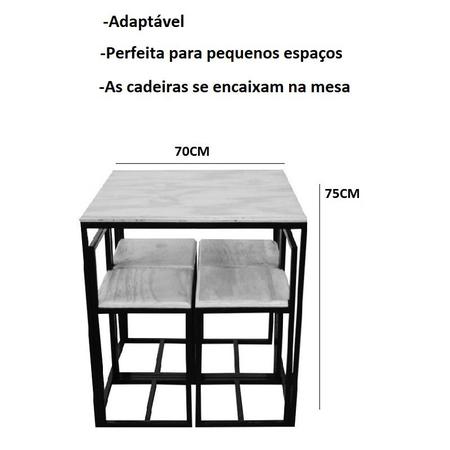 Imagem de Conjunto Mesa 4 Cadeiras Pequena Madeira Imbuia Industrial Wood Box