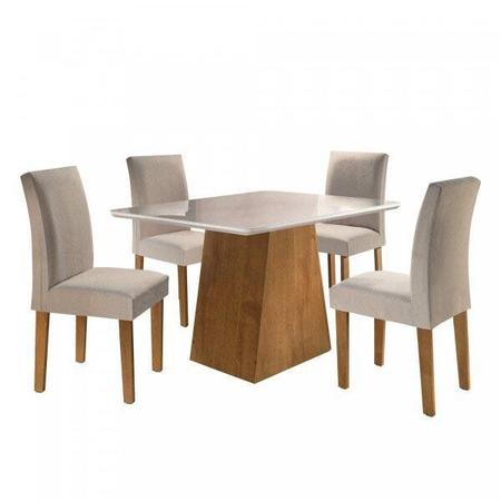 Imagem de Conjunto Mesa Arezo Tampo Smart Vidro Off-White Plus 4 Cadeiras Espanha Cel Móveis
