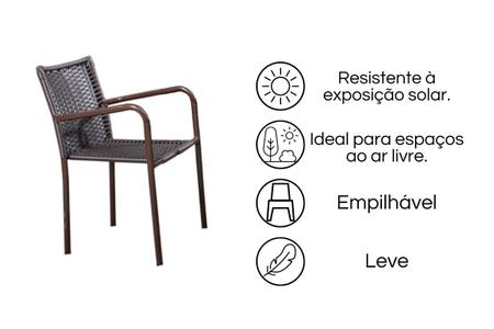 Imagem de Conjunto Mesa Bar Com 2 Cadeiras Marrom Leve Resistente Área Externa Piscina Casa Apartamento