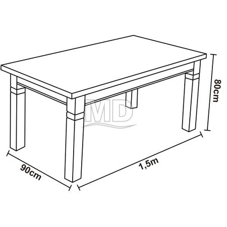 Jogo de Mesa com 6 Cadeiras Sala de Jantar Orn/Amy 6 Lugares cor Madeira  Natural - SOB ENCOMENDA