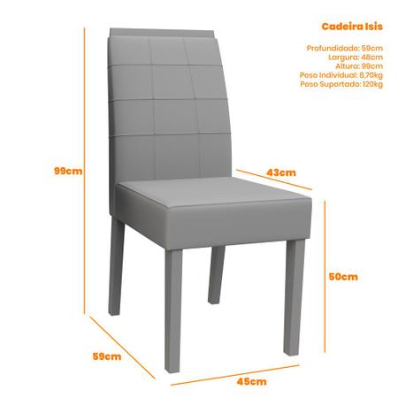 Imagem de Conjunto Mesa de Jantar 1,00m Isis Tampo Redondo com Vidro e 4 Cadeiras Isis Imbuía/Off White/Amendoa/Lo01 - New Ceval