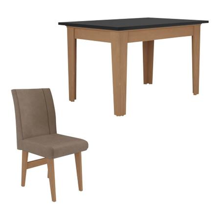 Imagem de Conjunto Mesa de Jantar 120 cm com 4 Cadeiras Tokio Multimóveis EX1004 Madeirado/Preto/Castor