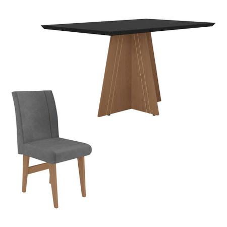 Imagem de Conjunto Mesa de Jantar 136 cm com 4 cadeiras Denver Multimóveis EX1006 Madeirado/Preto/Grafite