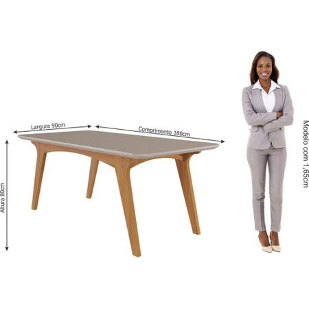 Imagem de Conjunto Mesa de Jantar 6 Cadeiras MDF Cimol Branco Cinza