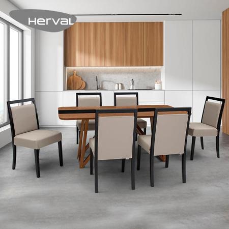 Mesa de Jantar com 6 Cadeiras Herval Indy, Amêndoa