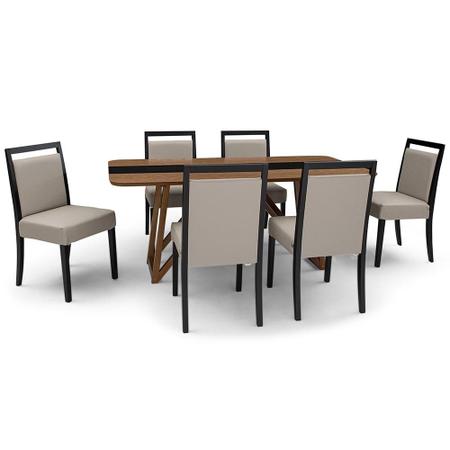 Mesa de Jantar com 6 Cadeiras Herval Indy, Amêndoa