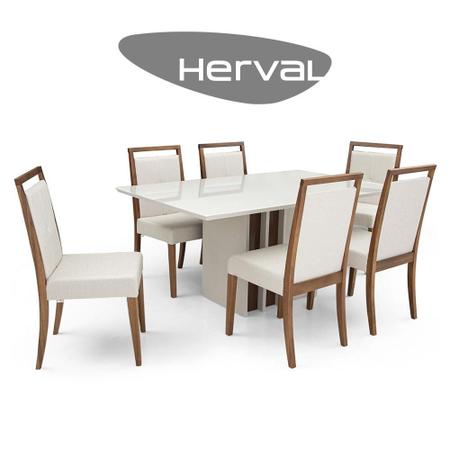 Mesa de Jantar com 6 Cadeiras Herval Indy, Amêndoa