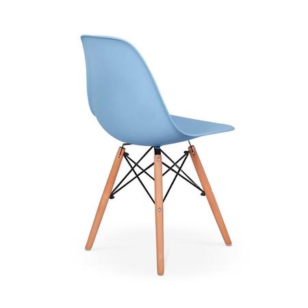 Imagem de Conjunto Mesa de Jantar Luiza 135cm Branca com 4 Cadeiras Eames Eiffel  - Azul Claro