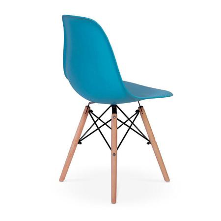 Imagem de Conjunto Mesa de Jantar Luiza 80cm Branca com 2 Cadeiras Eames Eiffel - Turquesa