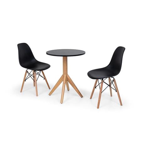 Imagem de Conjunto Mesa de Jantar Maitê 60cm Preta com 2 Cadeiras Charles Eames - Preta