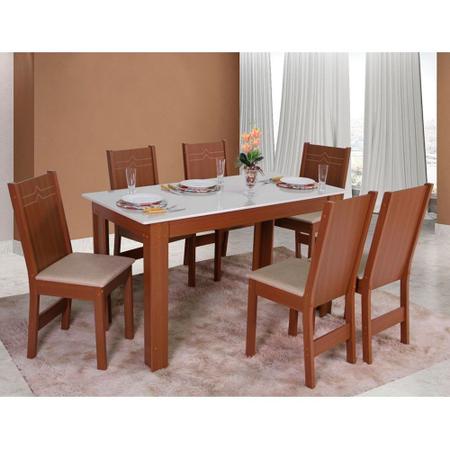 Imagem de Conjunto Mesa de Jantar Milena com 6 Cadeiras Elane 135x68cm São Carlos