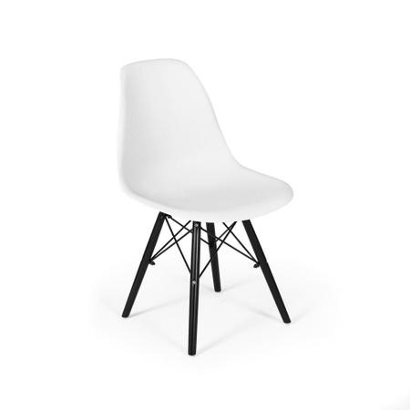 Imagem de Conjunto Mesa de Jantar Redonda Amanda 120cm Preta com 4 Cadeiras Eames Eiffel Base Preta - Branco