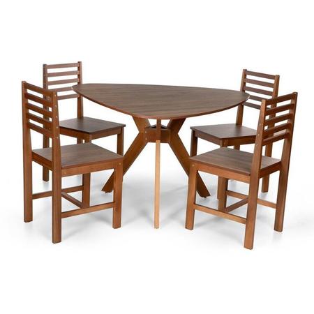 Imagem de Conjunto Mesa de Jantar Redonda Gabi Orgânica 120 e Cadeiras Luna Assento Mdf Amadeirado