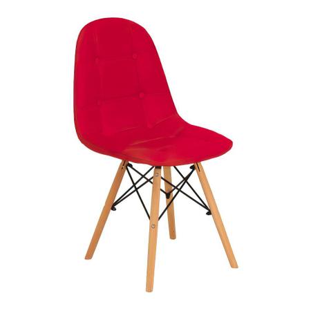 Imagem de Conjunto Mesa de Jantar Talia Amadeirada Branca 120cm com 6 Cadeiras Eiffel Botonê - Vermelho