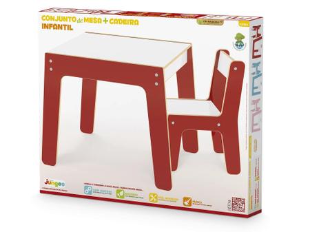 Imagem de Conjunto mesa e cadeira de madeira infantil vermelha