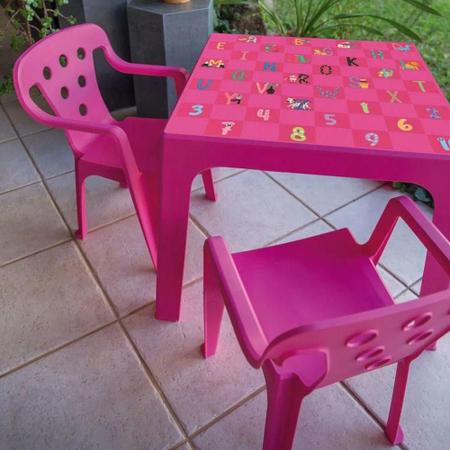 Imagem de Conjunto Mesa Estampada E 2 Cadeiras Infantil Mor Plástica Rosa