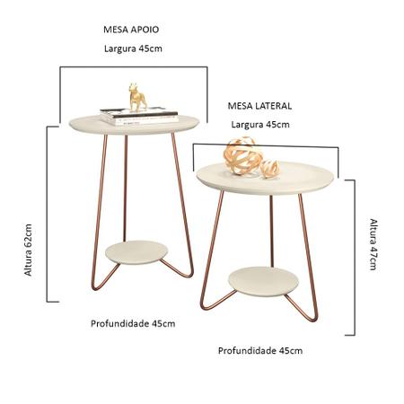 Imagem de Conjunto Mesa Lateral e Apoio Skull com Pés de Ferro Off White - RPM Móveis