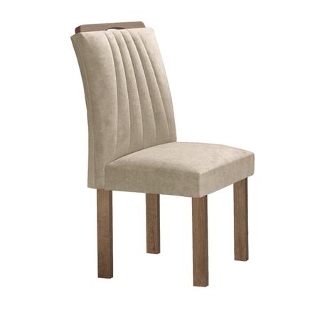 Imagem de Conjunto Mesa Manuela 160cm com 6 Cadeiras Arizona Tampo Dakota Plus com Vidro Chocolate/Off White/Bege