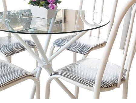 Imagem de Conjunto Mesa Munique de jantar de cozinha redonda vidro 90cm com 4 cadeiras