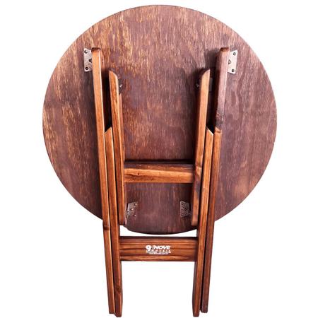 Imagem de Conjunto Mesa Redonda 70 cm Dobrável com 2 Cadeiras em Madeira Maciça - Imbuia
