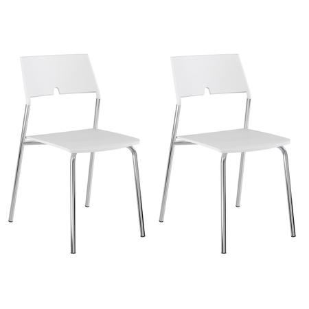 Imagem de Conjunto Mesa Redonda Tampo Vidro e 4 Cadeiras  Cromado/Branco