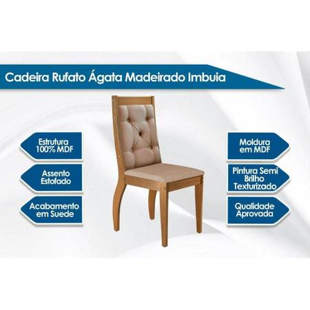 Imagem de Conjunto: Mesa Sala Jantar Alvorada c/ Tampo Madeirado Canto Reto 180cm + 6 Cadeiras Ágata Imbuia/Chocolate - Rufato