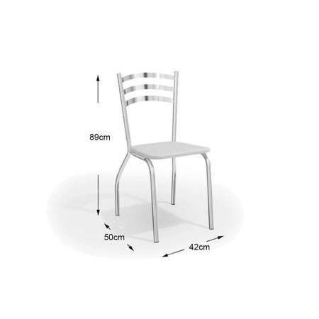 Imagem de Conjunto: Mesa Sala Jantar Volga c/ Tampo Vidro 95cm + 4 Cadeiras Portugal Cromado/Courano Branco - Kappesberg