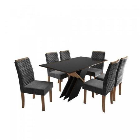 Imagem de Conjunto Mesa Sarah Vidro com 6 Cadeiras Elegance Sonetto Móveis
