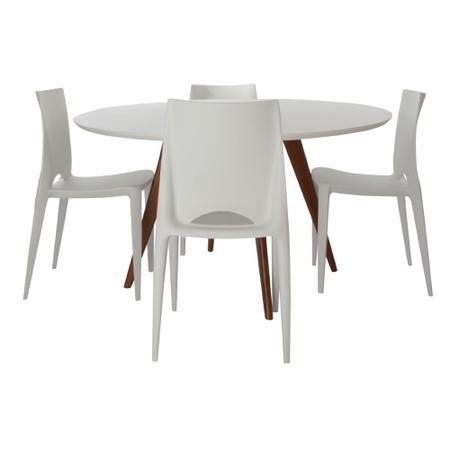 Imagem de Conjunto Mesa Square Redonda Branco 88cm com 4 Cadeiras Zoé - Branca