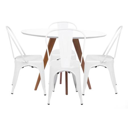 Imagem de Conjunto Mesa Square Redonda Branco Fosco 88cm + 4 Cadeiras Tolix - Branca