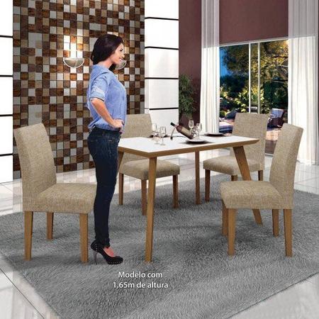 Imagem de Conjunto Mesa Tampo de Vidro Branco Lavínia e 4 Cadeiras Olímpia Leifer