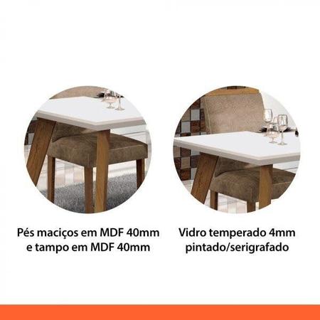 Imagem de Conjunto Mesa Tampo de Vidro Branco Lavínia e 4 Cadeiras Pampulha Leifer