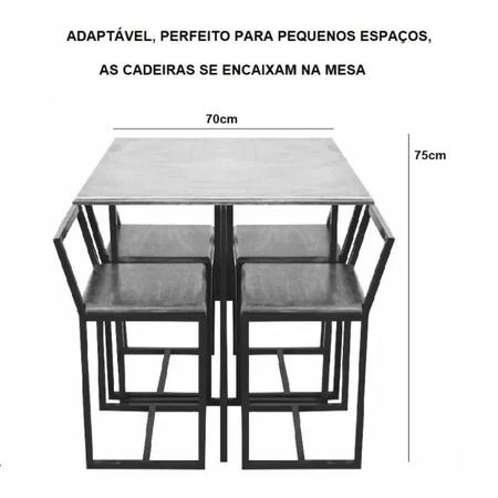 Imagem de Conjunto Mesa Vidro 4 Cadeiras Pequena Estofado Industrial Black