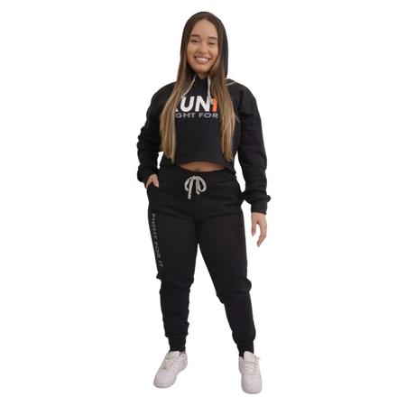 Imagem de Conjunto Moletom Feminino Calça Blusa Manga Longa Touca